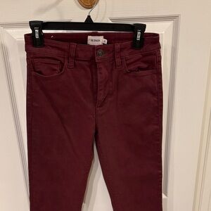 Hudson Jeans Women's Dark Red/Burgundy Straight Leg Coated Jeans